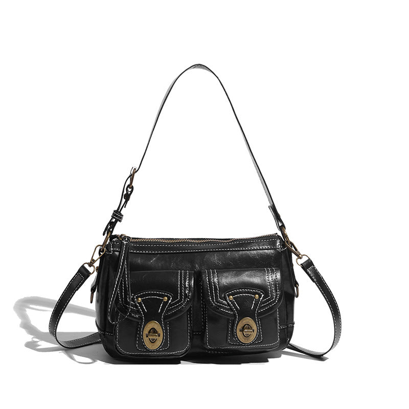 2026 New Style Shoulder Bag, Niche Retro Shoulder Bag, Autumn/Winter Motorcycle Bag, High-Quality, Stylish, Versatile Crossbody Bag