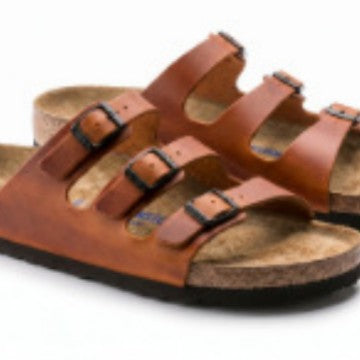 2026 New Genuine Leather Retro Style Birkenstock Shoes Women's Open-Toe Slingback Sandals with Three Rows of Square Buckles and Thick Sole Casual Sandals