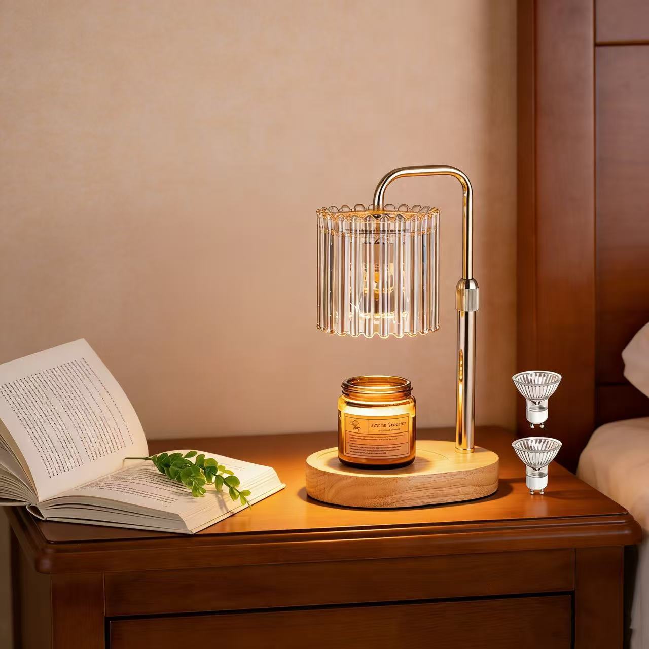 New Cross-border Style Glass Flameless Aromatherapy Candle Melting Lamp, Adjustable Height, Timer Candle Melting Lamp, Bedroom Ambient Light