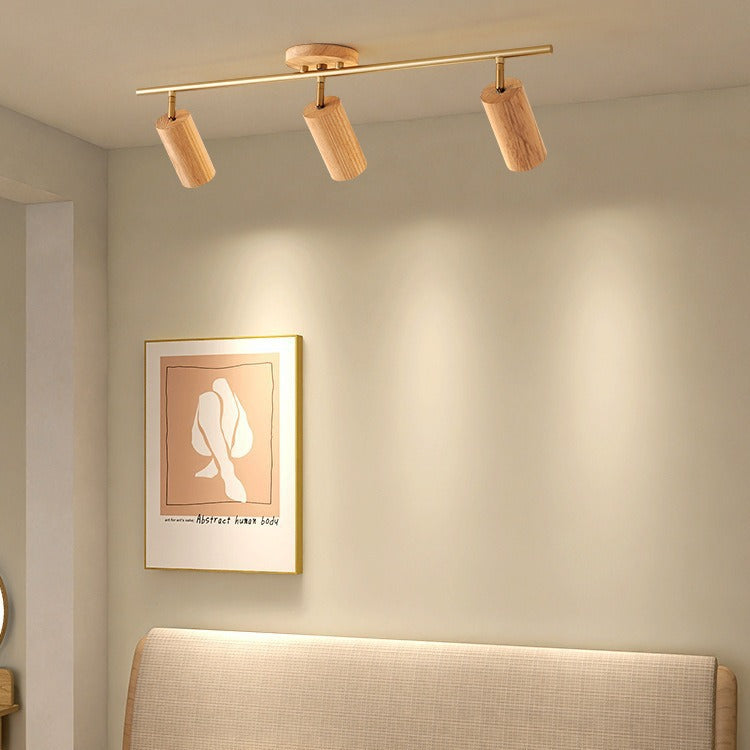 Surface Mounted Track Light, Living Room New Chinese Style Walnut Spotlight, 2025 New Restaurant Without Main Light Lamp
