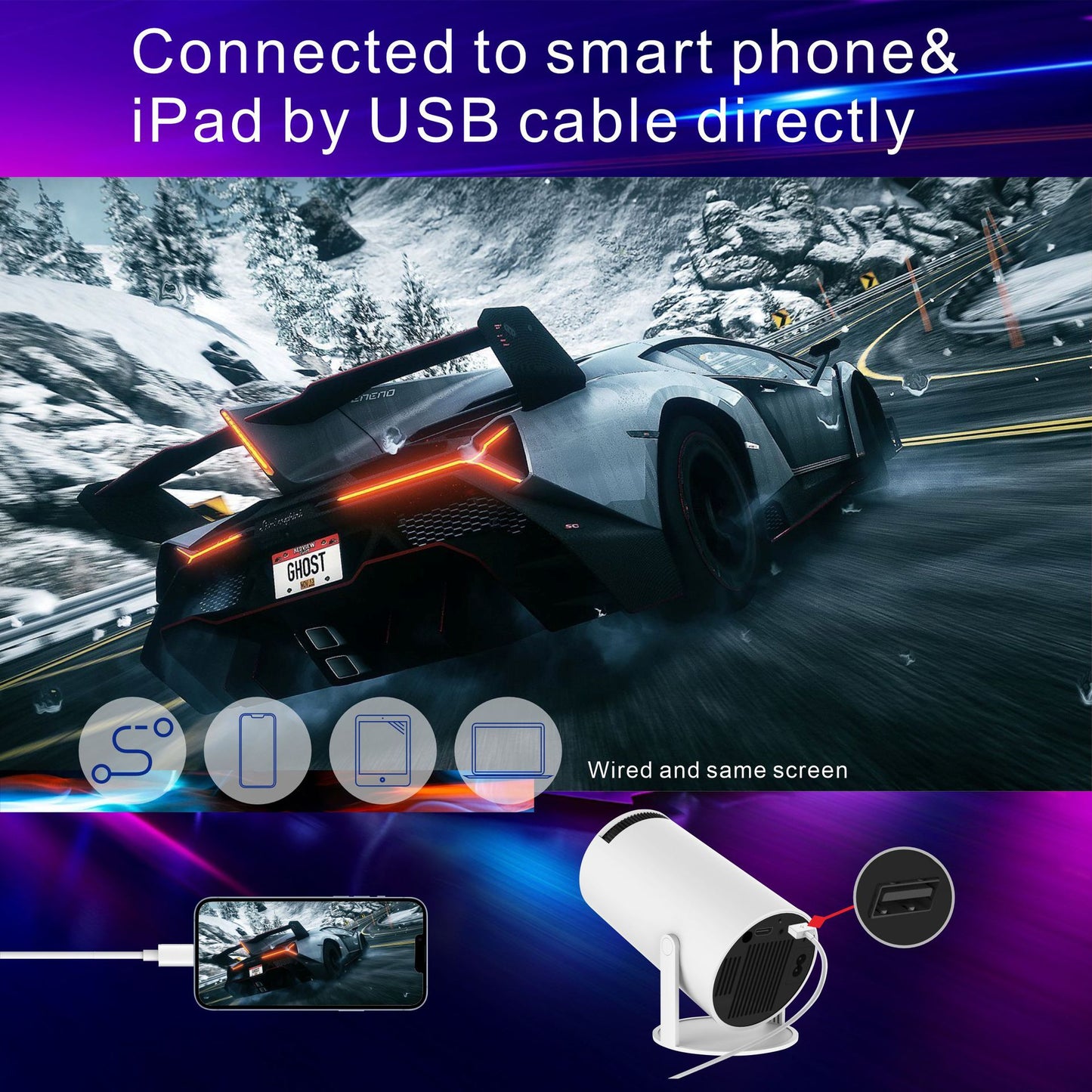 Cross-border Projector Home Projector Smart Home Theater HDMI Mobile Phone Screen Device Projector
