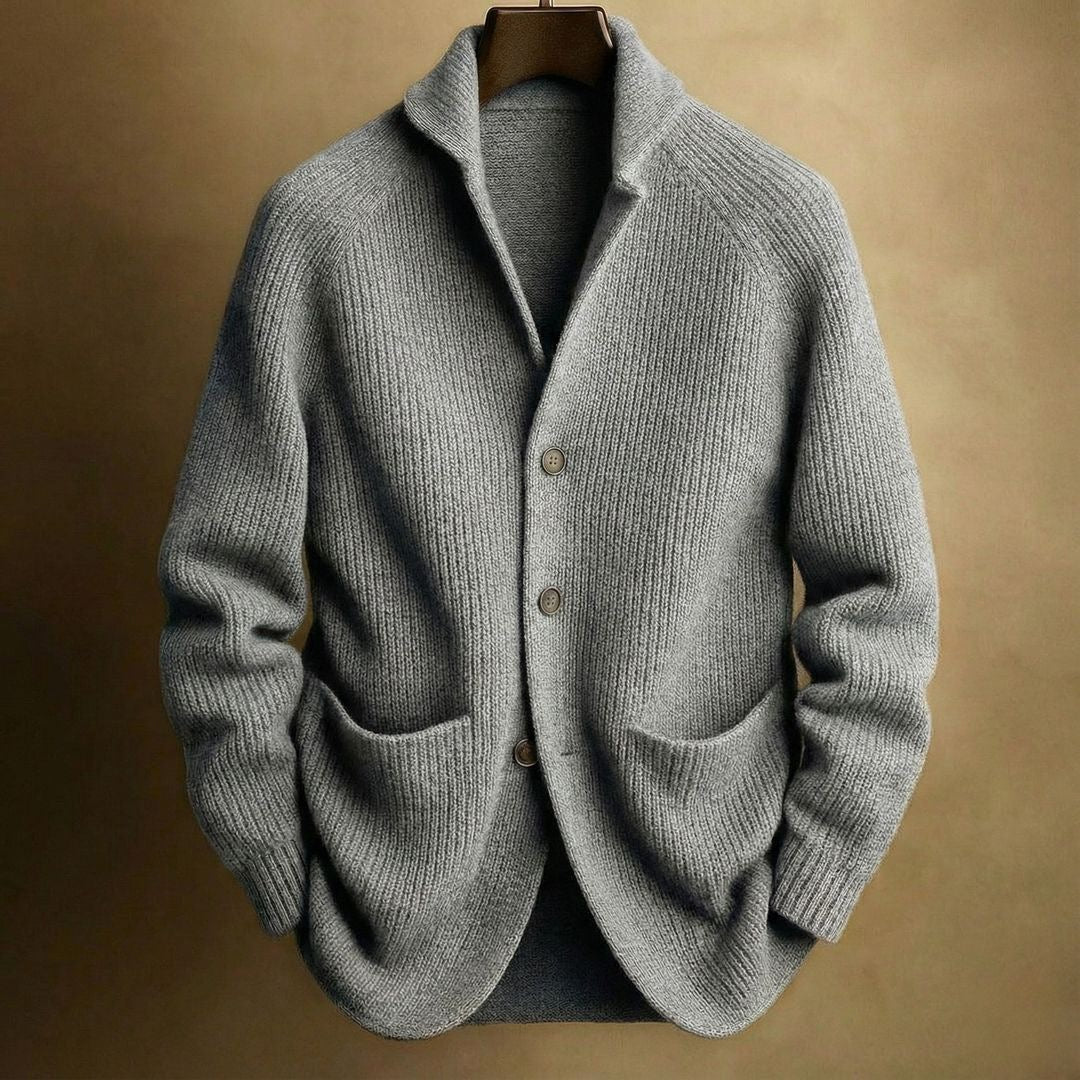 2026 Cross-border Gentleman's Knitted Three-Button Shawl Collar Cardigan