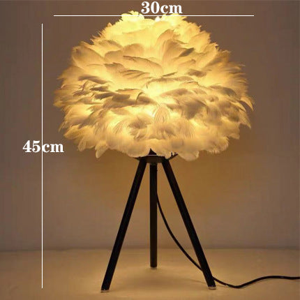 New Feather Table Lamp, ins Nordic Bedside Lamp, Decoration Golden Triangle Bedroom Lamp, LED Table Lamp Factory Direct Sale