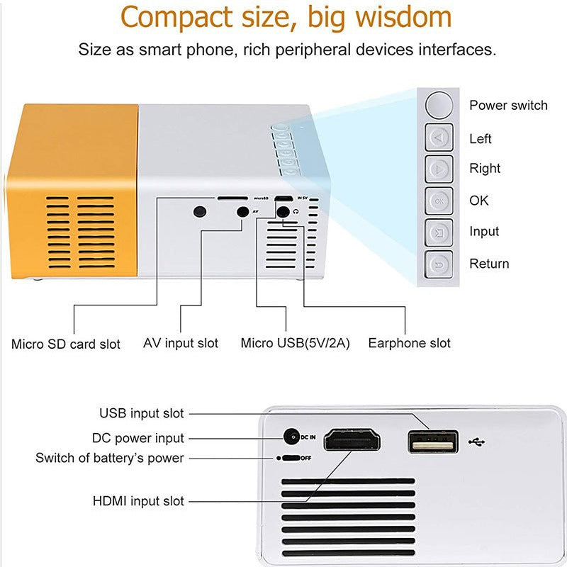 Hot-selling Mini Portable Micro Projector, Hot-selling Children's Yellow and White Projector