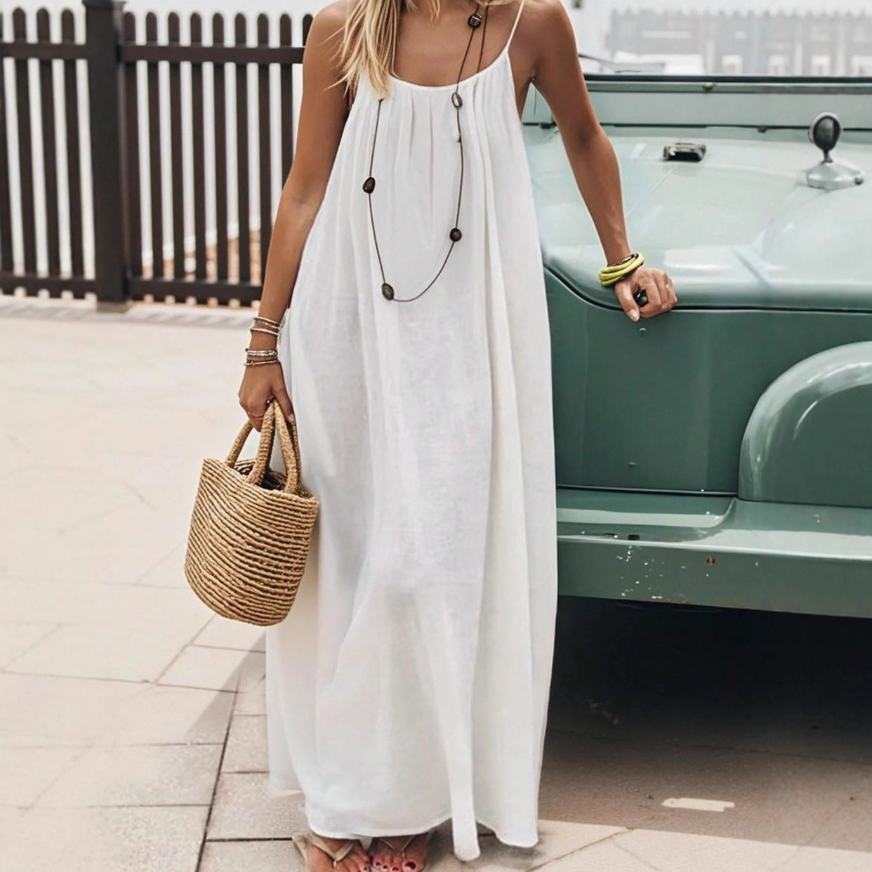 2026 New Women's Strappy Backless Loose-fitting Home Wear Dress
