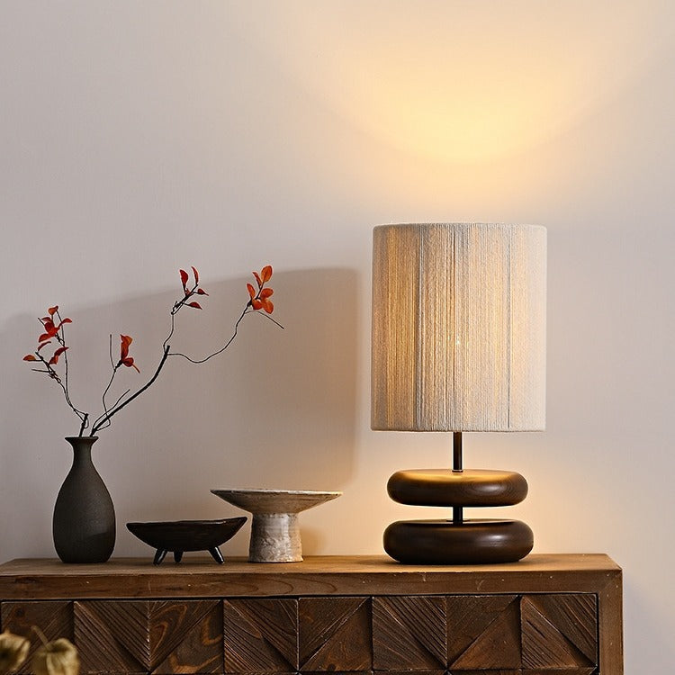 Wabi-sabi Style Solid Wood Table Lamp Designer Creative Walnut Color Living Room Study Bedroom Bedside Japanese Retro Table Lamp