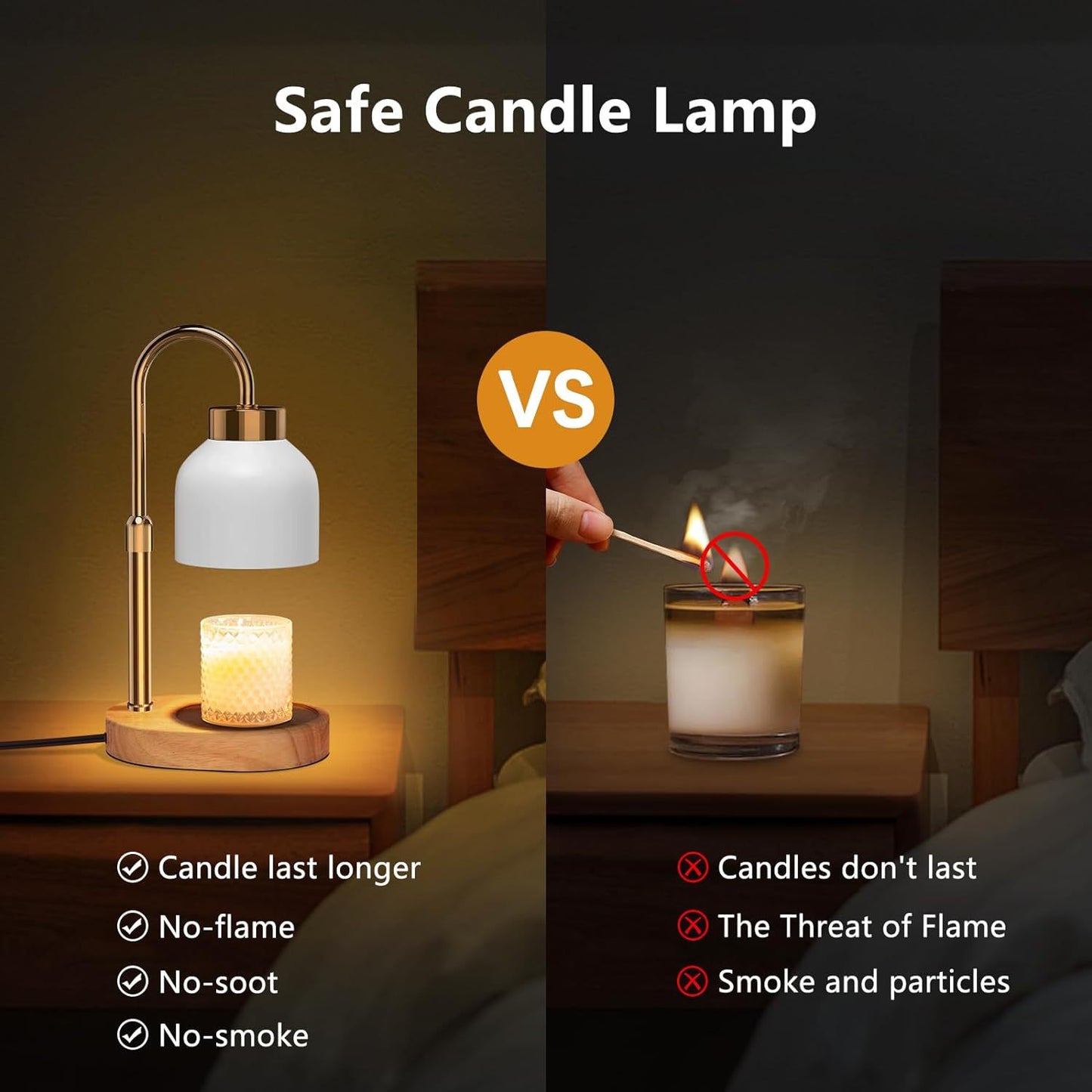 New Amazon Flameless Adjustable Aromatherapy Candle Lamp, Solid Wood Aromatherapy Essential Oil Candle Lamp, Bedroom Atmosphere Table Lamp