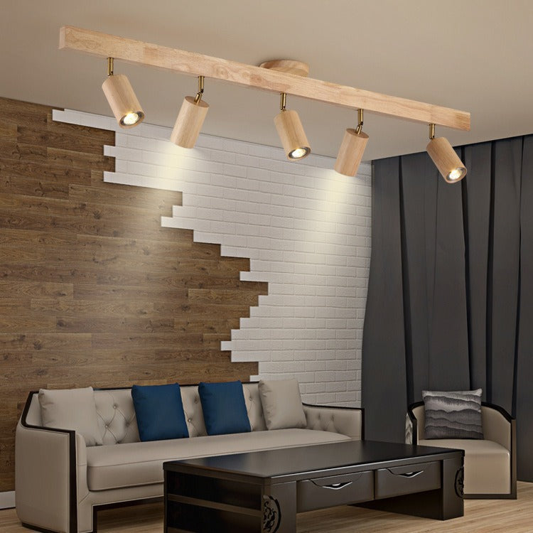Surface Mounted Track Light, Living Room New Chinese Style Walnut Spotlight, 2025 New Restaurant Without Main Light Lamp