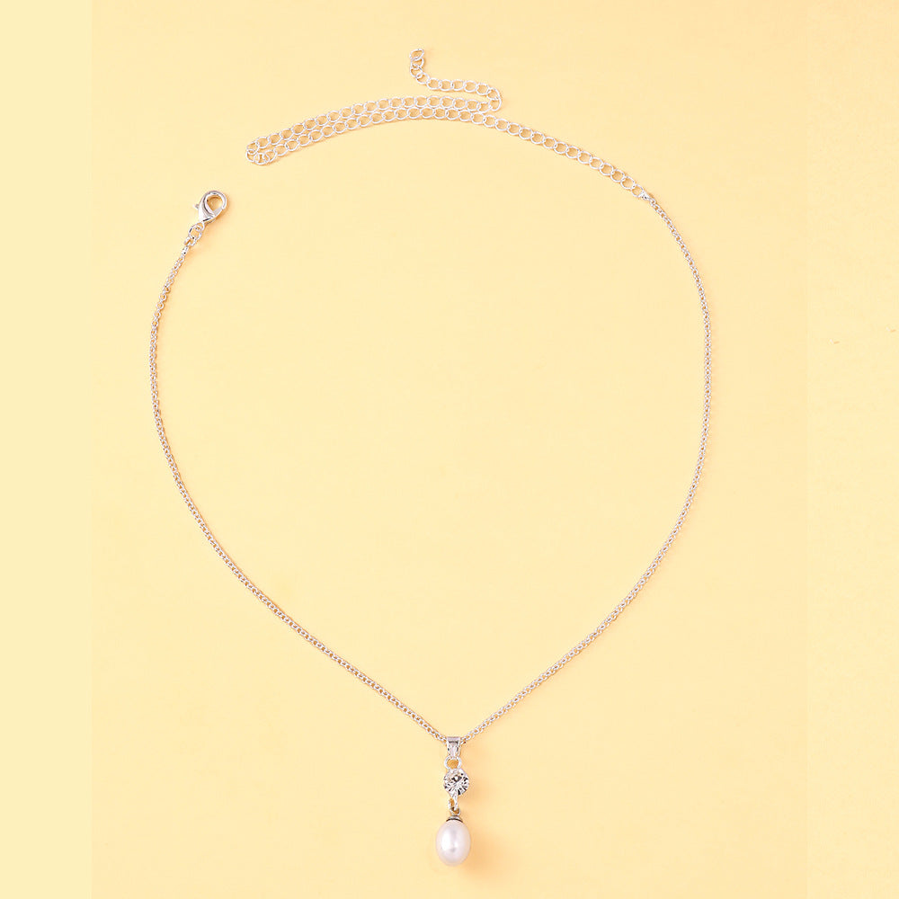 New simple long tassel pearl pendant necklace bridal accessories summer fresh diamond necklace