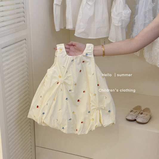 Sweet Little Si Baby Summer New Dress 2026 Girls' Embroidered Tulip Skirt Stylish Baby Girl Vest Dress