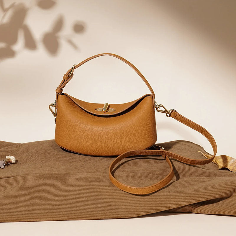 2026 Spring New Lightweight Casual Shoulder Bag, Genuine Leather, Fashionable and Simple Women's Crossbody Bag, Cowhide, Versatile Women's Bag