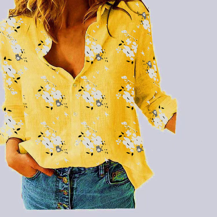 European and American Style Xiyin Amazon Best-selling Solid Color Casual Loose Long-sleeved Linen Shirt, In Stock with Sleeves, Women's Clothing