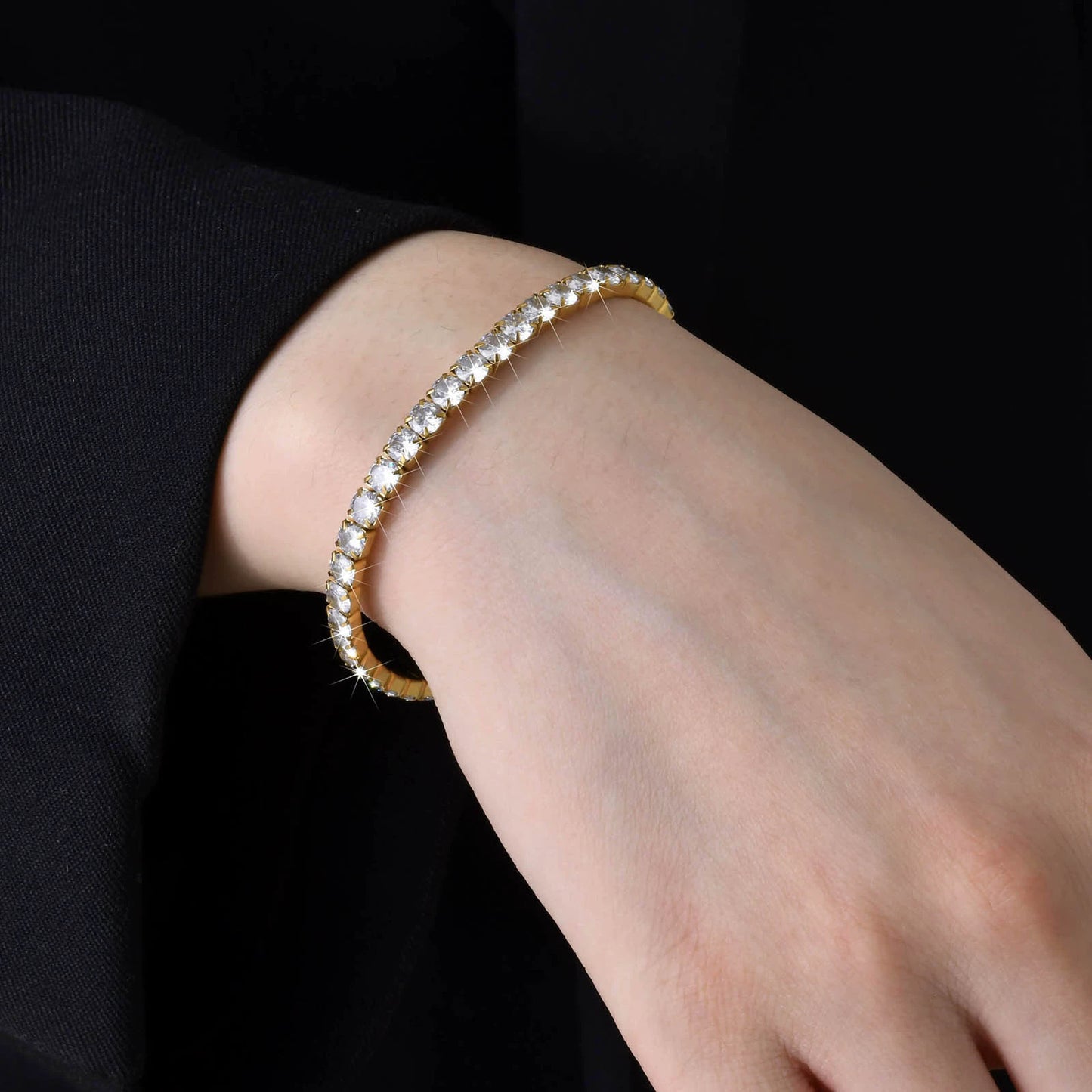 High-end fashion hip-hop zirconium bracelet high-end full diamond tennis bracelet hand jewelry trendy accessories