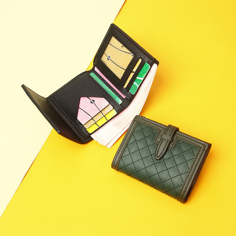 Cross-border Hot Sale 2025 New Short Women's Wallet, European and American Retro High-end Niche Card Holder 30% Fold Coin Purse