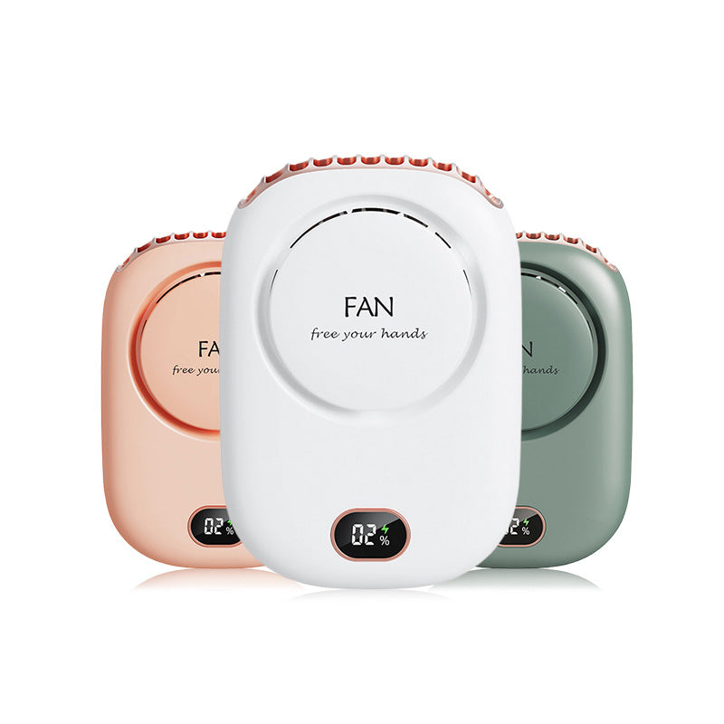 Cooling Marvel, New Cross-border Hot-selling High-value Digital Display Neckband Outdoor Handheld Desktop Mini Fan, Customizable Gift