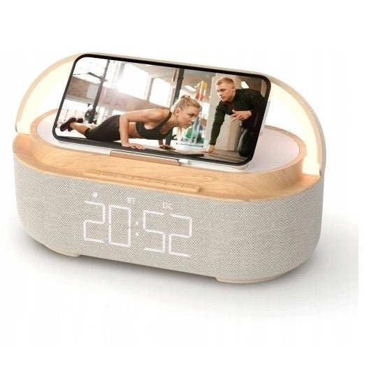 Manufacturer's New Multifunctional 15W Fast Charging Wireless Charger Clock Speaker Night Light Business Gift