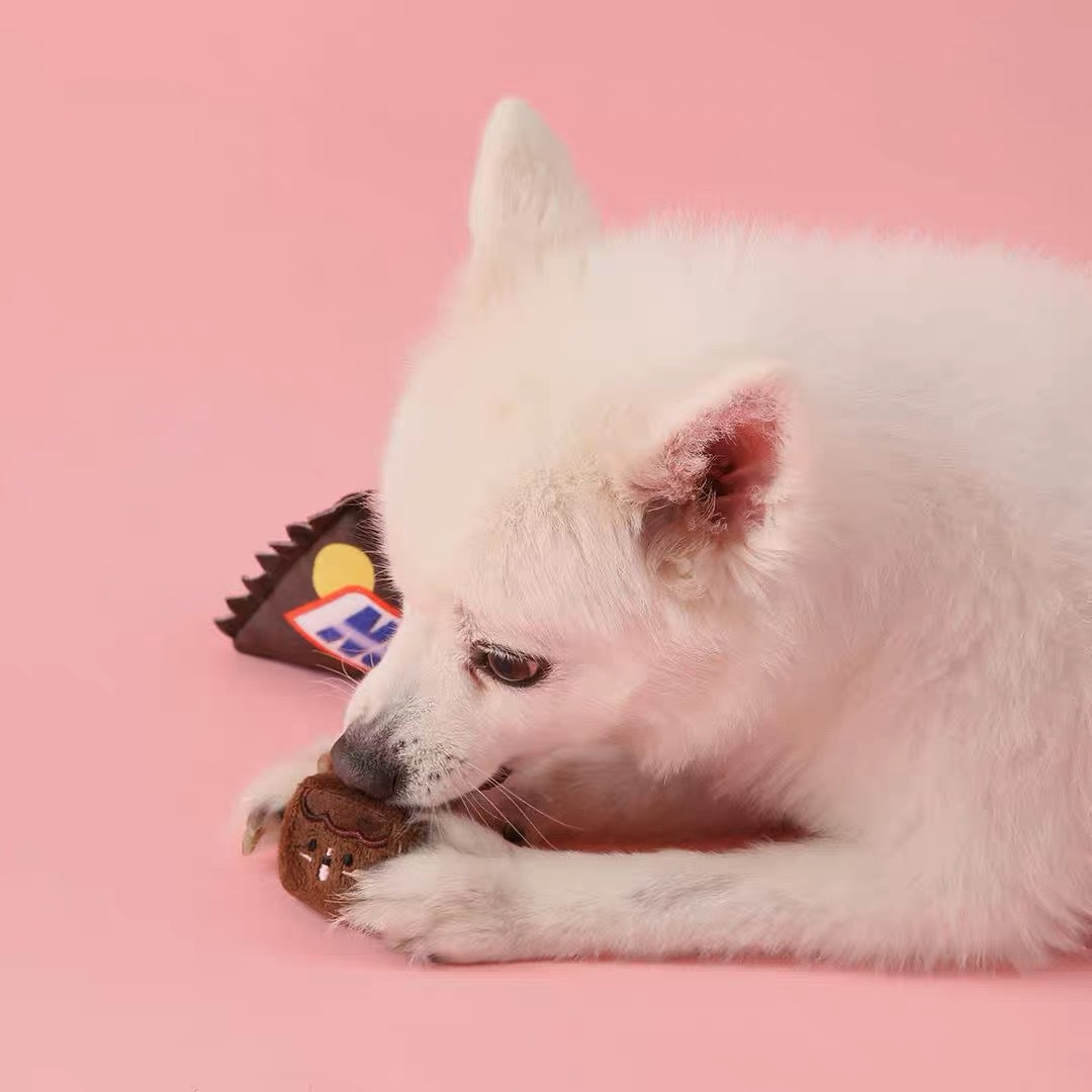 Korean new cute Tibetan food vocal slow eating plush pet toy Snickers small dog sniff bite pets