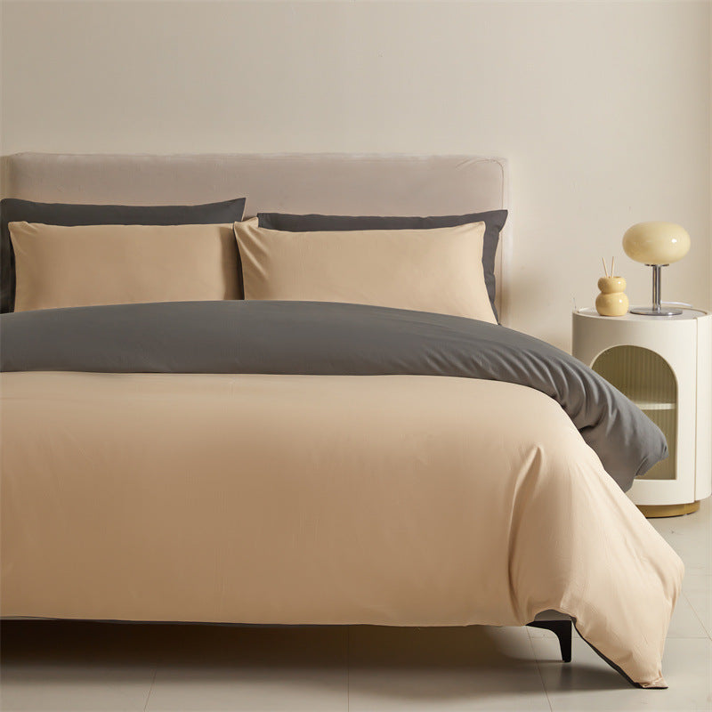 Solid Color Double-tone 100% Cotton Four-piece Bedding Set, Spring 2025 100% Cotton Duvet Cover, Nantong Bedding Set Three-piece Bed Sheet and Duvet Cover.