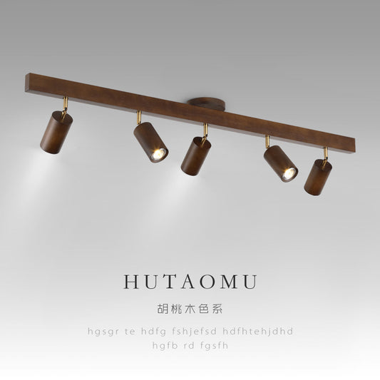 Surface Mounted Track Light, Living Room New Chinese Style Walnut Spotlight, 2025 New Restaurant Without Main Light Lamp