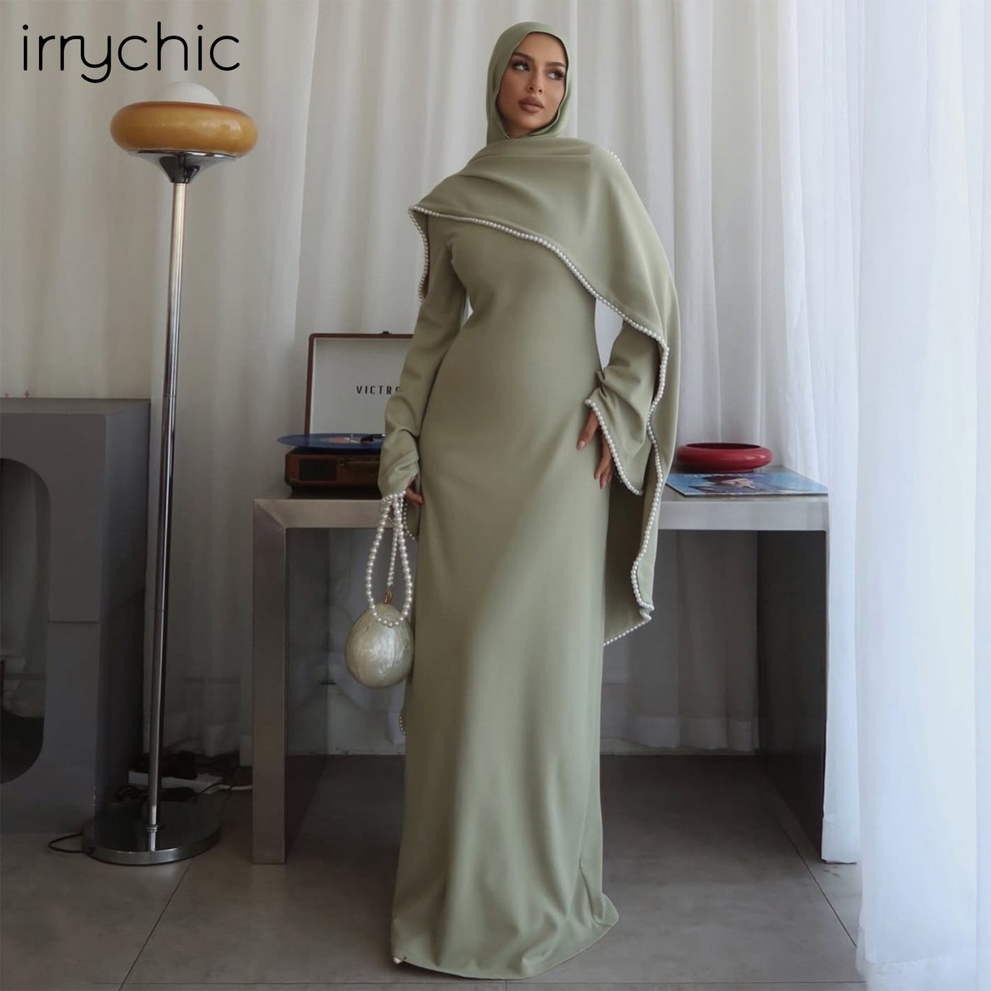 2026 Loriya Dubai Middle East Europe and America Beaded Shawl Long Sleeve Dress