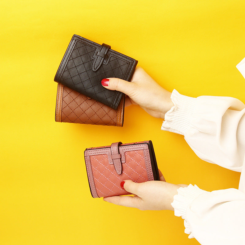 Cross-border Hot Sale 2025 New Short Women's Wallet, European and American Retro High-end Niche Card Holder 30% Fold Coin Purse