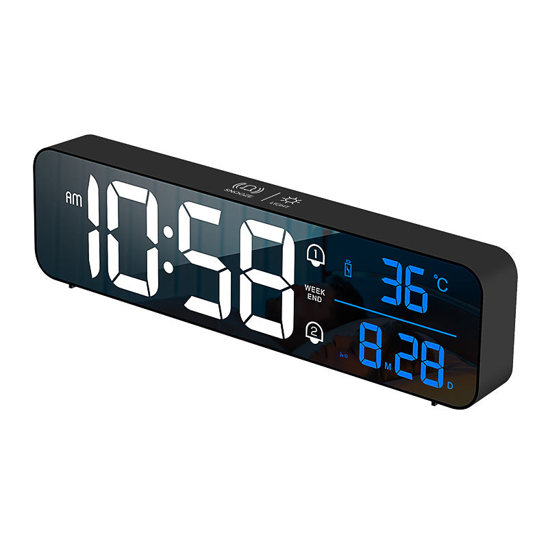 Multifunctional LED Electronic Alarm Clock, Modern Minimalist Mirror Music Clock, Desktop Rechargeable Luminous Clock, Wholesale