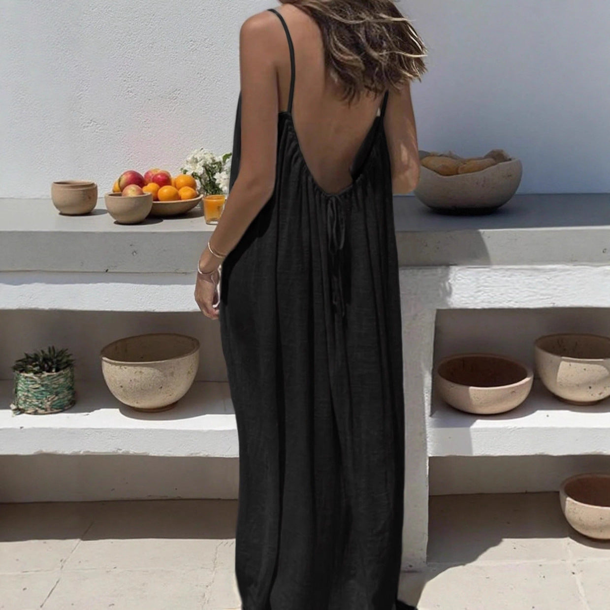 2026 New Women's Strappy Backless Loose-fitting Home Wear Dress