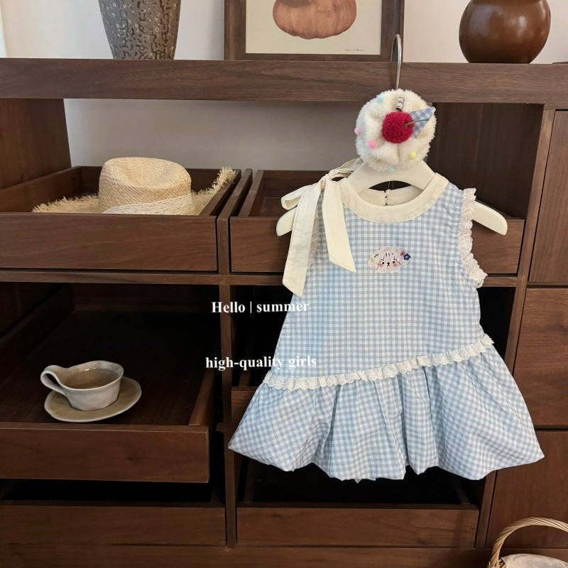 Sweet Little Si Baby Summer New Dress 2026 Girls' Embroidered Tulip Skirt Stylish Baby Girl Vest Dress