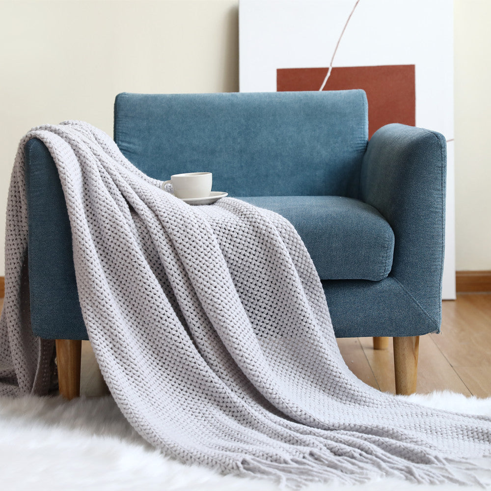 Nordic Style Sofa Blanket Cover Blanket, Knitted Blanket, Shawl Blanket, Solid Color Blanket, Bed Towel, Yarn Sofa Towel