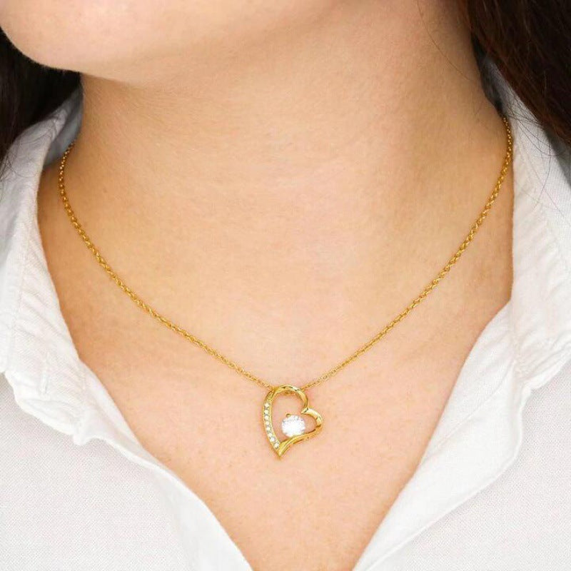 European and American new fashion simple female heart necklace To My Beautiful Daughter Necklace