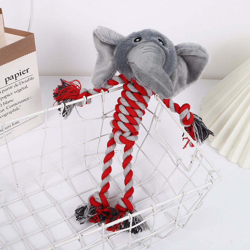 Dog Plush Cotton Rope Chewing Toy Cute Animal Shaped Teeth-Resistant