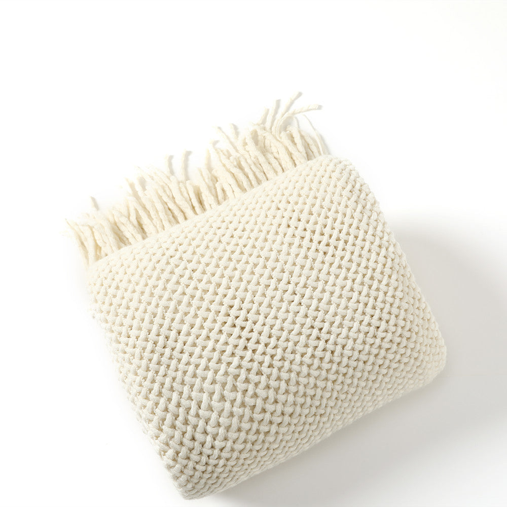 Nordic Style Sofa Blanket Cover Blanket, Knitted Blanket, Shawl Blanket, Solid Color Blanket, Bed Towel, Yarn Sofa Towel