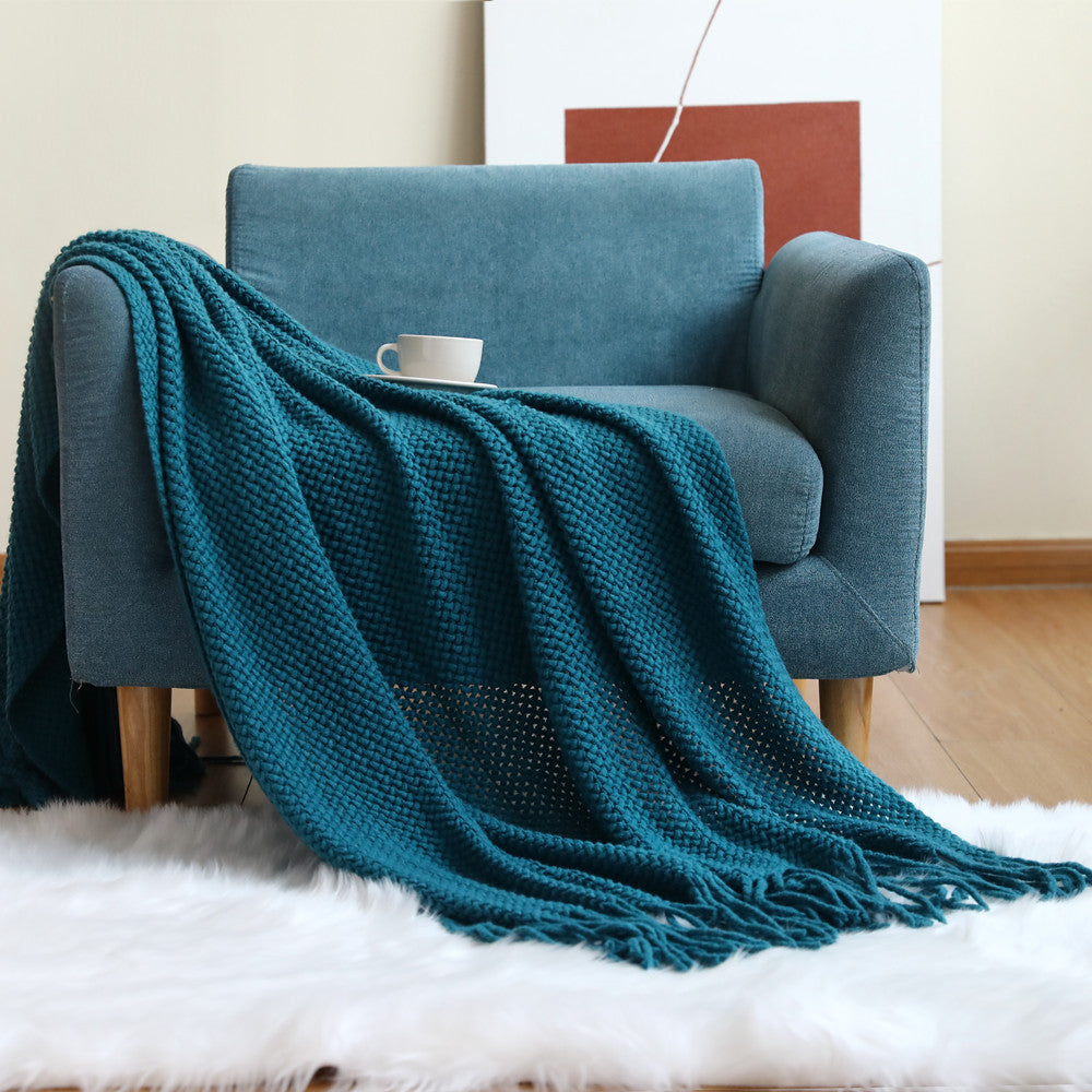Nordic Style Sofa Blanket Cover Blanket, Knitted Blanket, Shawl Blanket, Solid Color Blanket, Bed Towel, Yarn Sofa Towel