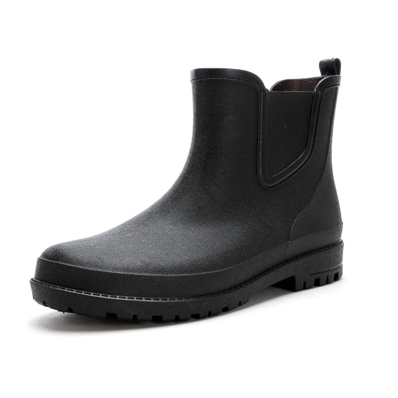 Chelsea non-slip rain boots men's waterproof shoes short tube rain boots wear-resistant warm mid-tube rubber shoes fishing car wash overshoes