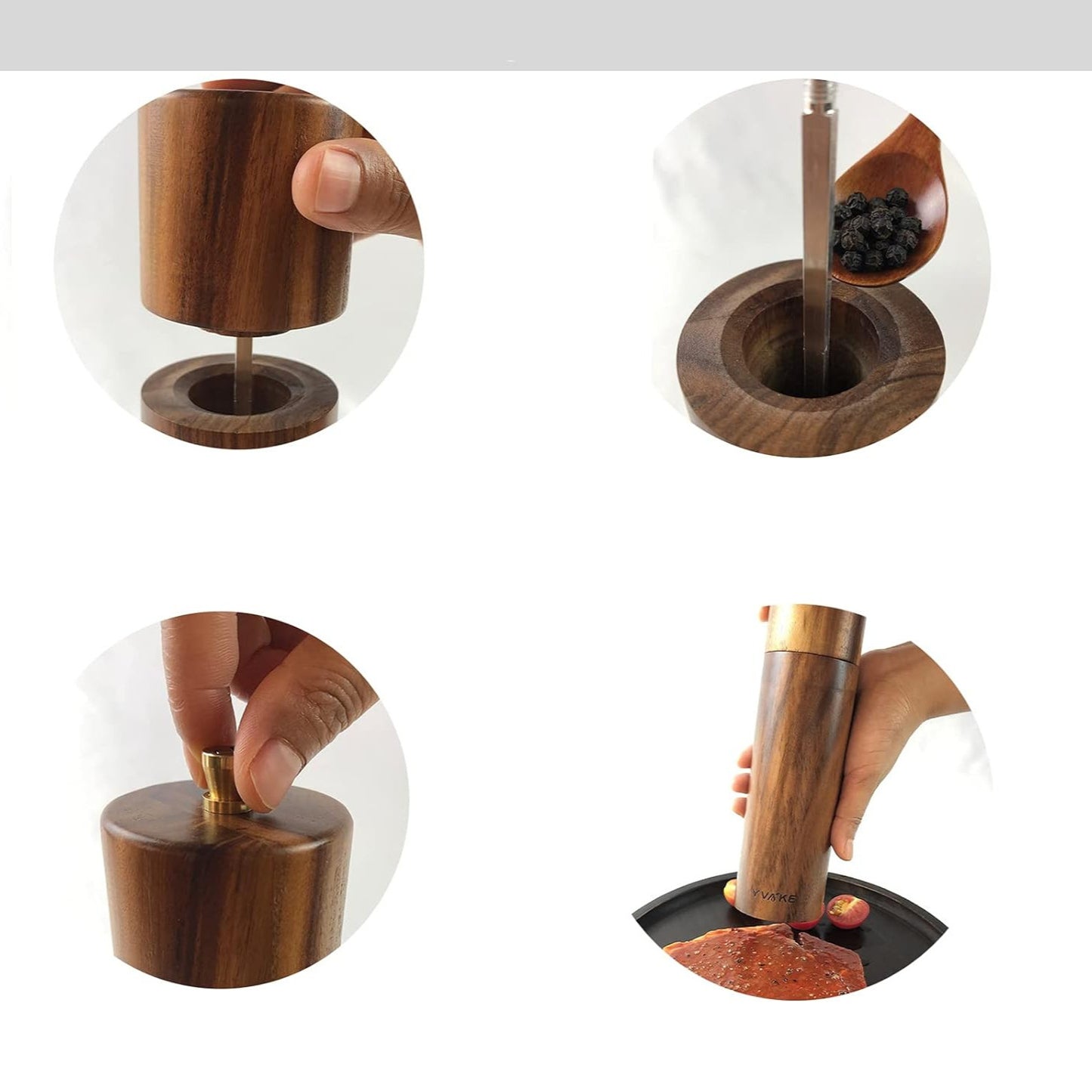 Spices, Spice Grinder, Wooden Kitchen Pepper Grinder, Manual Pepper Grinder.