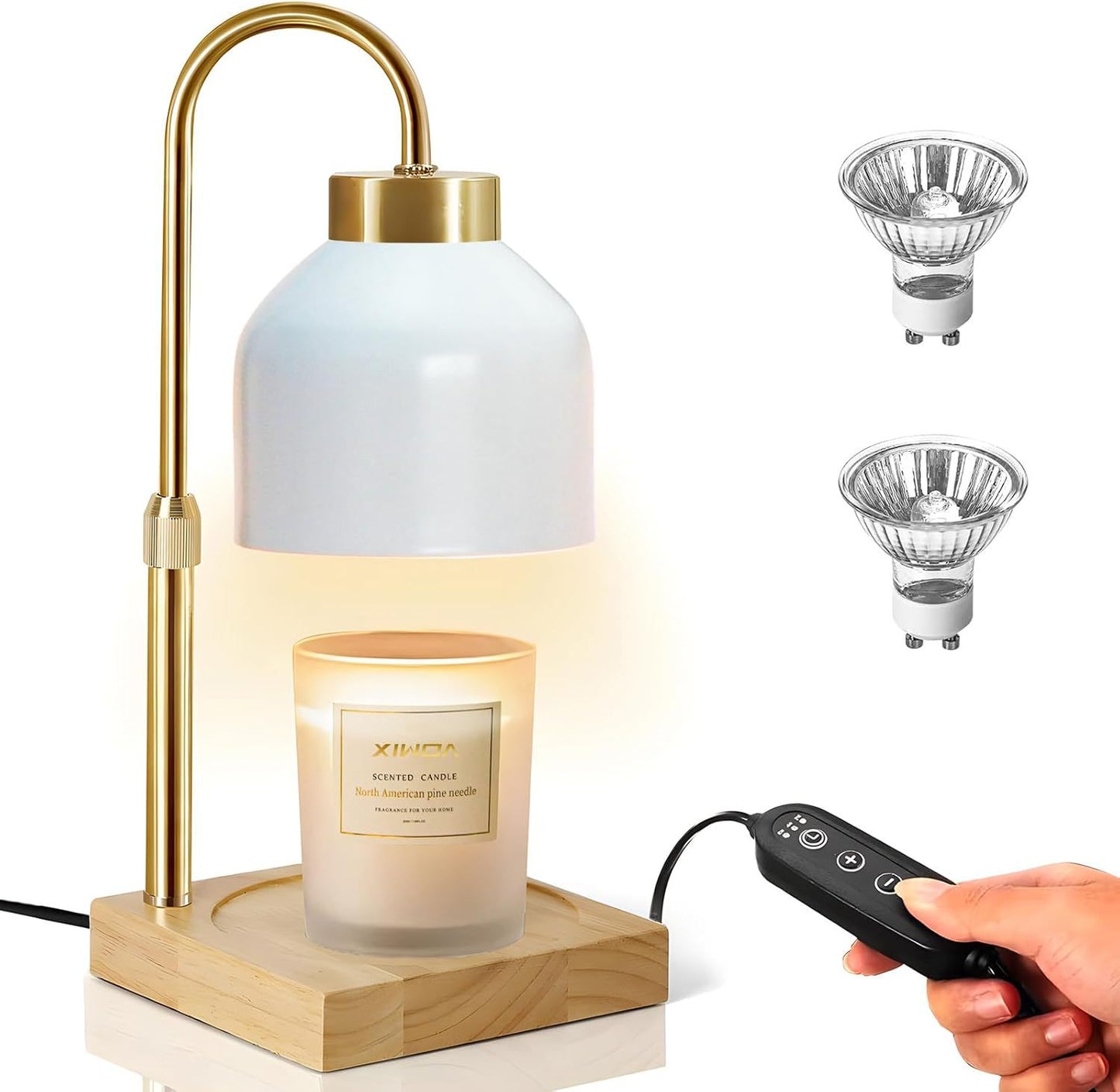New Amazon Flameless Adjustable Aromatherapy Candle Lamp, Solid Wood Aromatherapy Essential Oil Candle Lamp, Bedroom Atmosphere Table Lamp