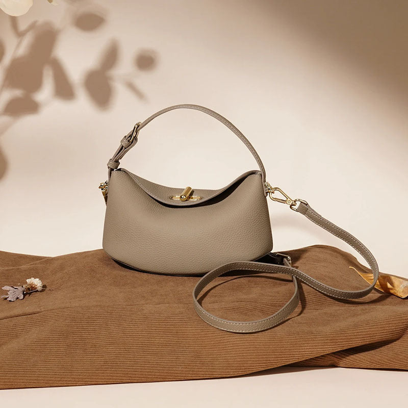 2026 Spring New Lightweight Casual Shoulder Bag, Genuine Leather, Fashionable and Simple Women's Crossbody Bag, Cowhide, Versatile Women's Bag