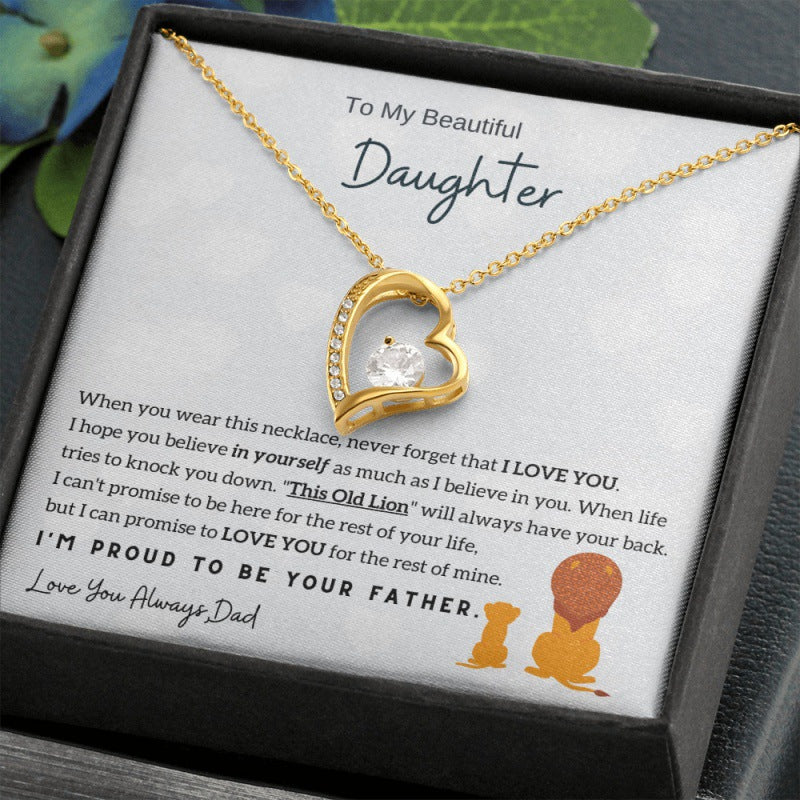 European and American new fashion simple female heart necklace To My Beautiful Daughter Necklace