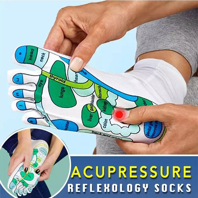 Cross-border toe socks, health and wellness socks, creative acupoint diagrams, foot massage socks, cotton socks