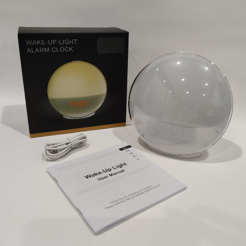 Simulate Sunrise and Sunset Natural Wake-up Light, LED Electronic Alarm Clock, Light Colorful Atmosphere Bedside Lamp, Companion Sleep Timer Light