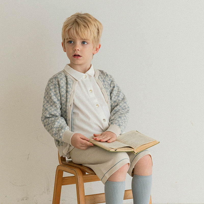 Spring/Summer Baby Clothing Tops, Cotton Linen Single-Breasted Shirts, College Style, Mori Girl Style, Cute Lapel Long-Sleeved Children's Shirts