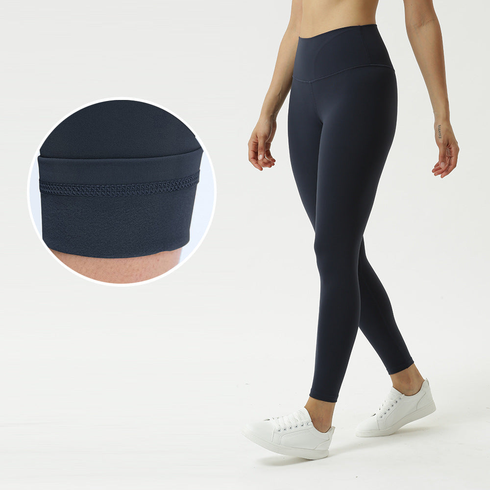 New double-sided brushed yoga pants women's skin-friendly nude yoga nine-point pants high waist buttocks yoga