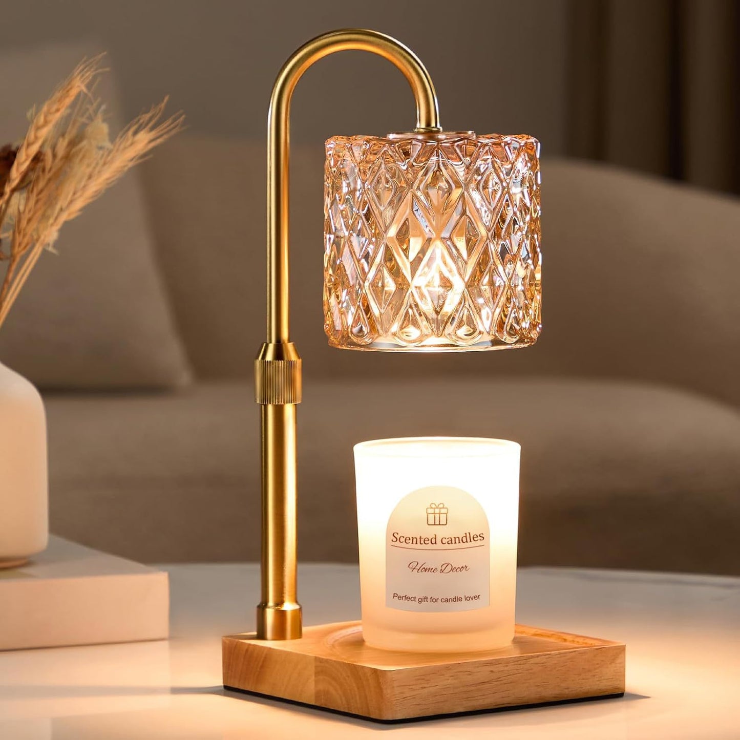 New Cross-border Style Glass Flameless Aromatherapy Candle Melting Lamp, Adjustable Height, Timer Candle Melting Lamp, Bedroom Ambient Light