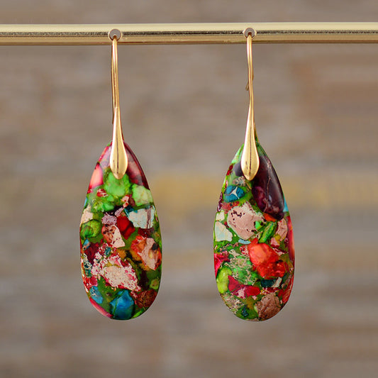 Cross-border new style Bohemian emperor stone drop pendant earrings European and American popular Ins jewelry jewelry