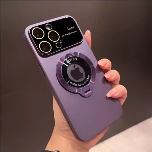 Large Window Missing Label Magnetic Suction Bracket Suitable For iPhone 15 Mobile Phone, Case All-inclusive Lens Film, Apple 14 Frosted Hard Cover