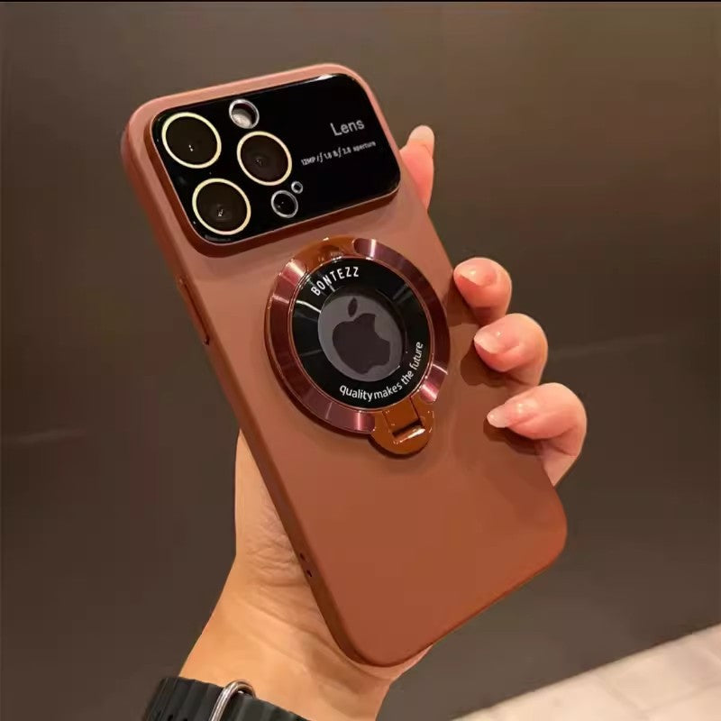 Large Window Missing Label Magnetic Suction Bracket Suitable For iPhone 15 Mobile Phone, Case All-inclusive Lens Film, Apple 14 Frosted Hard Cover