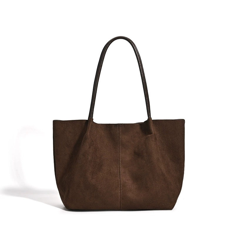 Korean Style Autumn/Winter Large Capacity Retro Suede 2026 New Casual Commuter Shoulder Bag/Handbag/Mother and Daughter Tote Bag