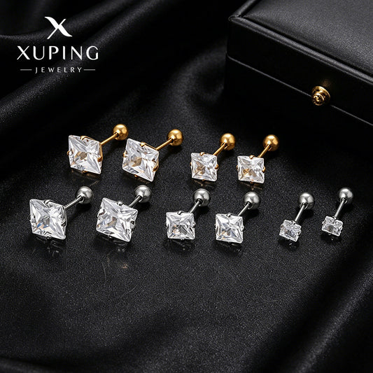 Xuping Stainless Steel Geometric Square Stud Earrings, Simple European and American Style, Cross-border Easily Matched, Factory Direct Wholesale Women's Earrings