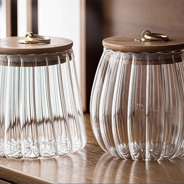 Striped Snack Jar, Petal-shaped Glass Tea Jar, Honey Bottle, Coffee Bean Storage Jar, Airtight Glass Container