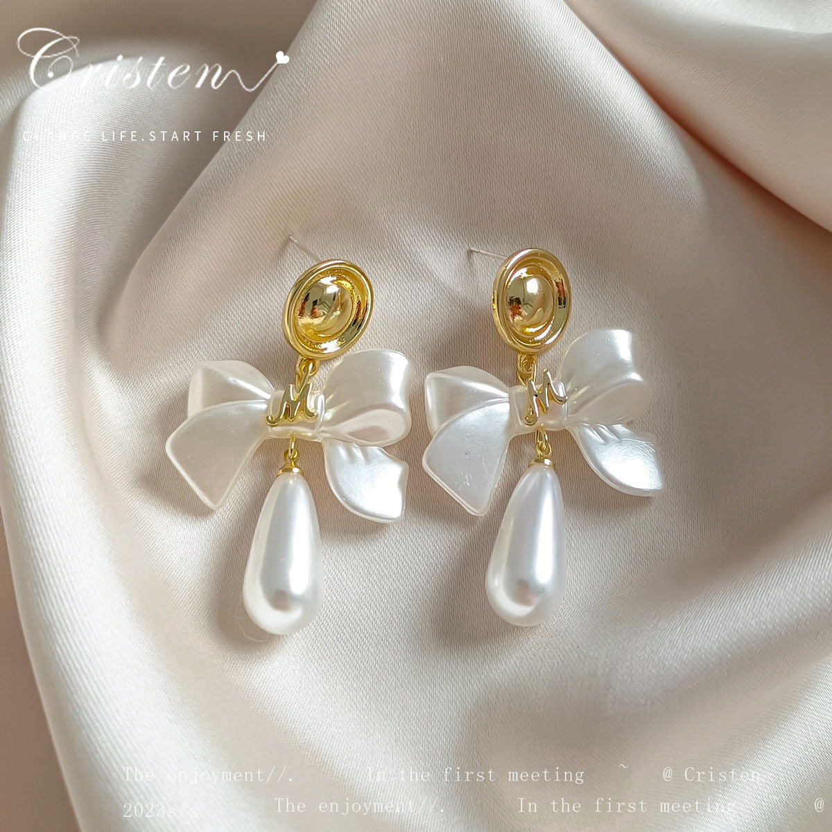 High-end imitation Baroque imitation pearl earrings niche light luxury bow diamond earrings 2025 new popular earrings